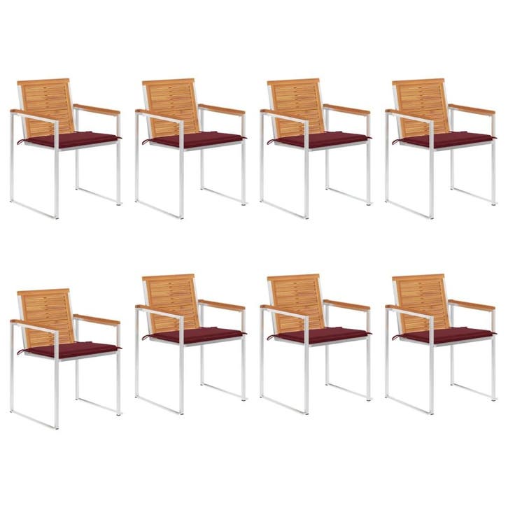 vidaXL Tuinstoelen 8 st met kussens massief acaciahout, Tuin en Terras, Tuinstoelen, Nieuw, Verzenden