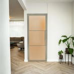 Stalen Binnendeur - Kiezelgrijs - 3 Vlaks - Mat glas, Minder dan 80 cm, Binnendeur, Nieuw, Metaal