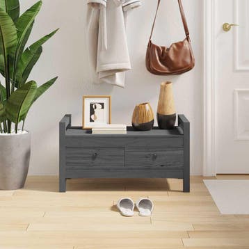vidaXL Halbankje 80x40x43 cm massief grenenhout grijs, Verzenden