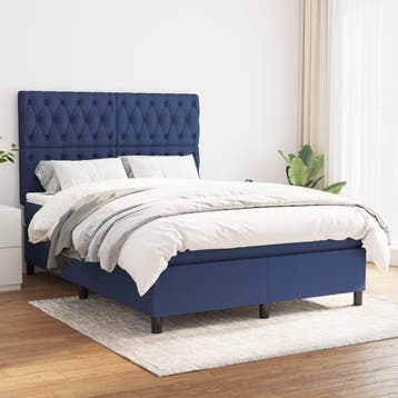 vidaXL Boxspring met matras stof blauw 140x200 cm, Verzenden, Nieuw