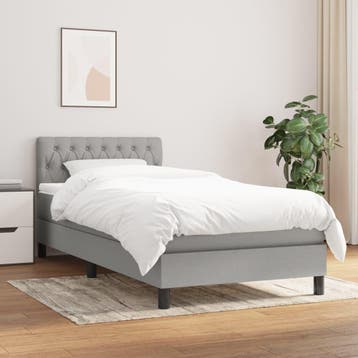 vidaXL Boxspring met matras stof lichtgrijs 90x200 cm, Verzenden
