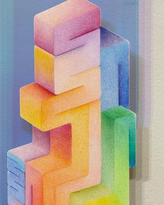 Hydrane (1988) - Corail urbain #3, œuvre originale, couleurs, Antiek en Kunst, Kunst | Schilderijen | Modern