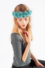 Bloemenkrans Haar Rozenkrans Turquoise Blauwe Bloemen Haarba, Ophalen of Verzenden, Nieuw