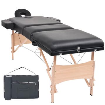 vidaXL Massagetafel inklapbaar 3 zones 10 cm dik zwart, Verzenden