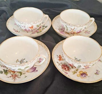 Dresden 1890 g. - Koffieservies voor 4 - Porselein, Antiek en Kunst