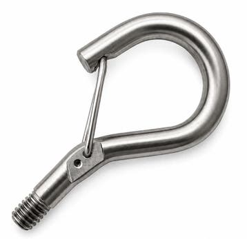 Rvs Aisi304 schroefhaak met verende clip  en schroefdraad M6, Verzenden, Nieuw
