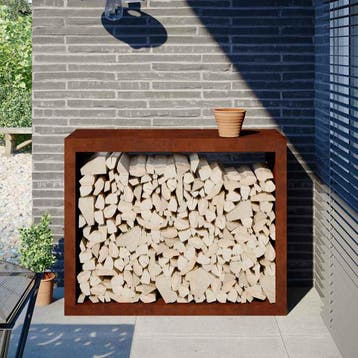 vidaXL Brandhoutrek 100x40x80 cm weervast staal, Verzenden