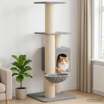 vidaXL Kattentoren met sisal krabpalen Lichtgrijs 137 cm, Verzenden