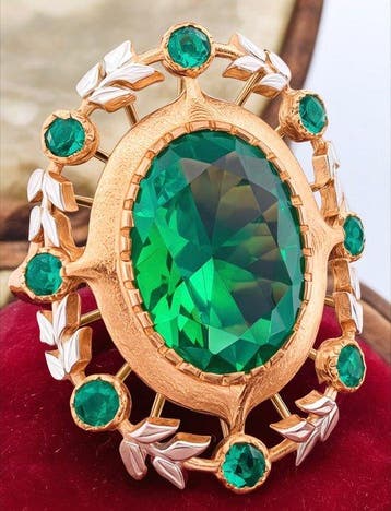 Zonder minimumprijs - Ring - 9 kt. Roségoud, Zilver Smaragd