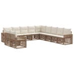 vidaXL Tuinbank Set 11 pcs Beige en Crème Wit poly rattan, Verzenden