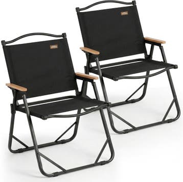 NIVADA Campingstoel 2pcs Zwart - Opvouwbaar - 120kg, Caravans en Kamperen, Kampeeraccessoires, Verzenden, Nieuw