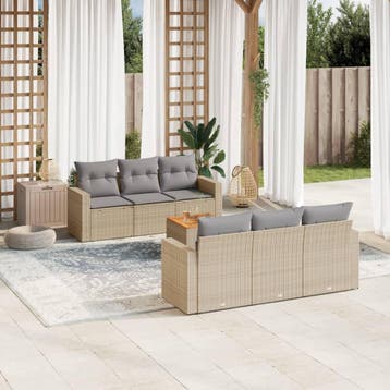 vidaXL Patio Sofa Set 6-zits Mix Beige en Lichtgrijs, Verzenden, Nieuw