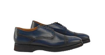 TESTONI - 8 UK - 42 IT - Bolgheri Derby Shoes Blue Antique, Nieuw