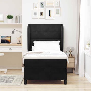 vidaXL Boxspring bed met hoofdeinde Zwart 200 x 80 cm, Verzenden