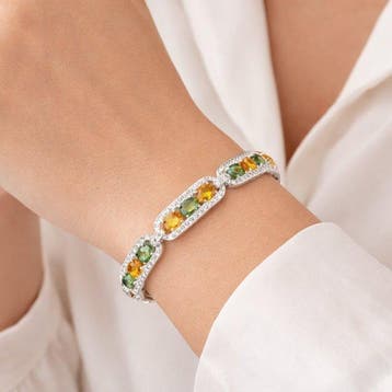 Armband - 14 karaat Witgoud - 19.10ct. tw. Saffier - Diamant