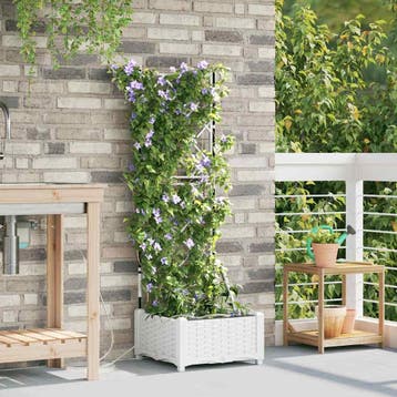 vidaXL Plantenbak Wit 40 x 40 x 126 cm PP, Tuin en Terras, Verzenden, Nieuw