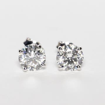 Oorbellen - 18 karaat Witgoud - 4.00ct. tw. Diamant
