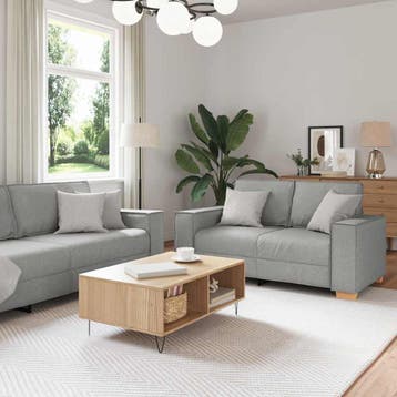 vidaXL bank / zetel 3 st Wolkgrijs Linnenmix Stoffen, Verzenden, Nieuw