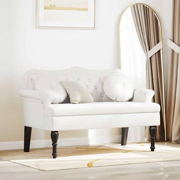 vidaXL Chesterfield Bank Wit 120,5 x 65 x 75 cm Kunstleer, Verzenden, Nieuw