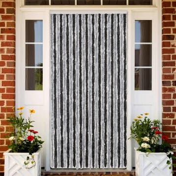 vidaXL Vliegengordijn 100x200 cm chenille grijs en zwart, Verzenden, Nieuw
