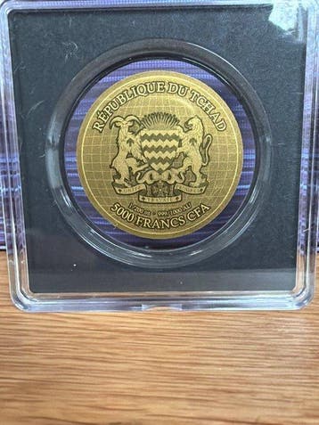 Tsjaad. 5000 Francs Double Esgle 1933 - 1/200 oz (.999), Postzegels en Munten