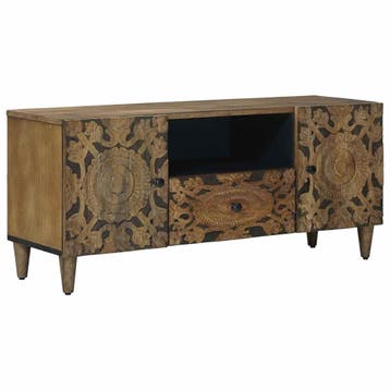 vidaXL TV Kast met lade Bruin 105 x 33,5 x 46 cm Massief, Verzenden, Nieuw