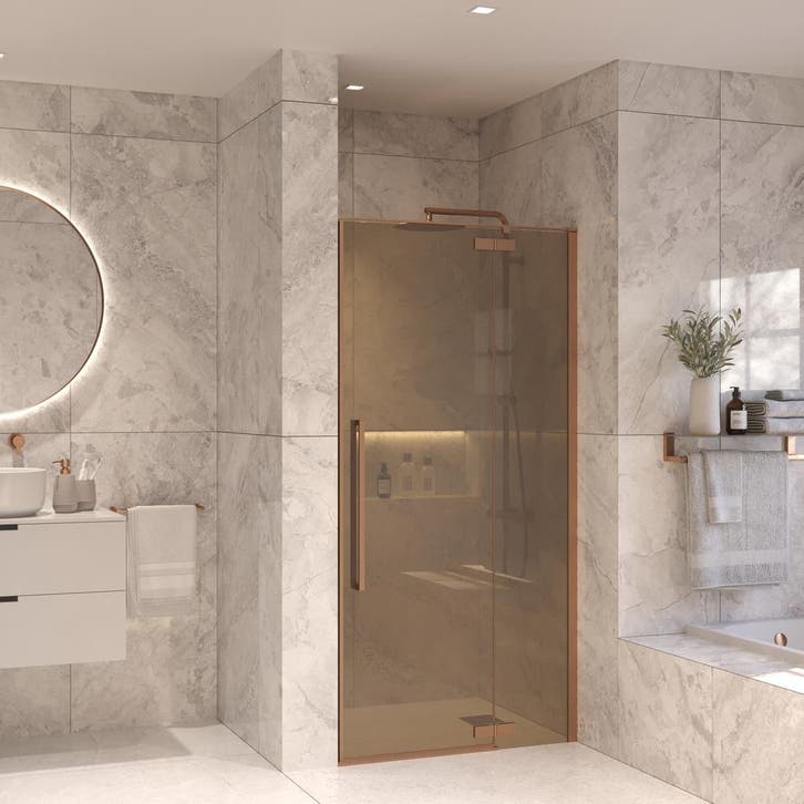 Nisdeur Set Sanivo Vigo Champagne Glas 80x200 Geborsteld, Doe-het-zelf en Bouw, Sanitair, Overige typen, Nieuw, Chroom, Ophalen of Verzenden