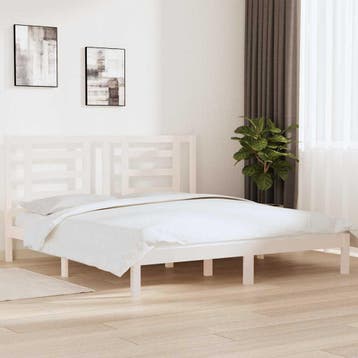 vidaXL Bedframe massief hout wit 180x200 cm, Huis en Inrichting, Verzenden, Nieuw