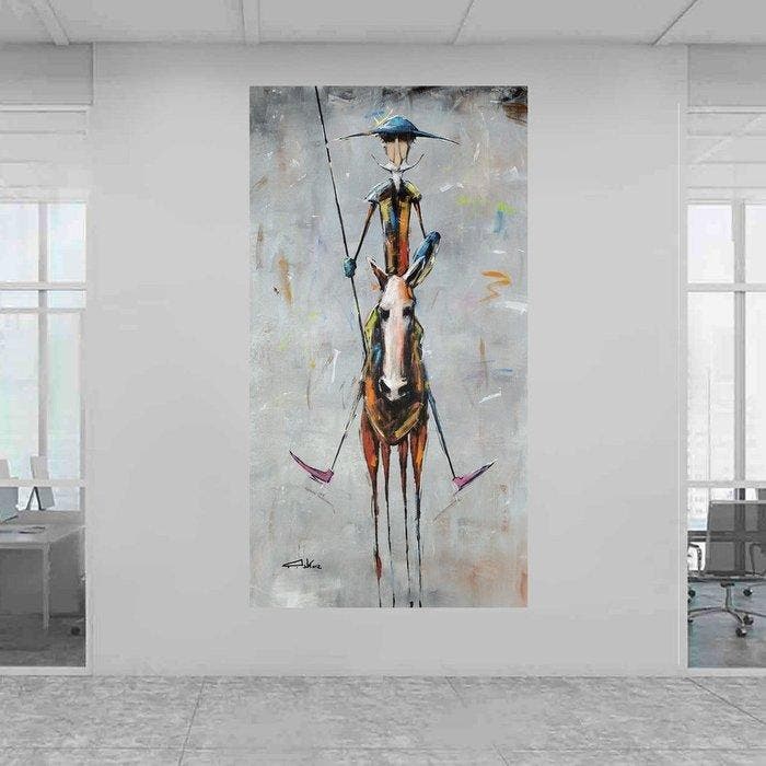 Piotr Piskorz - Don Quixote and the world at the heros feet, Antiquités & Art, Art | Peinture | Moderne