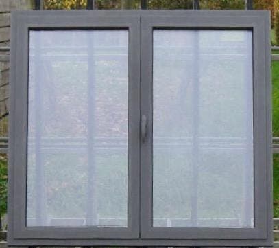 aluminium raam , chassis , venster 160 x 145 coatex 9008, Bricolage & Construction, Châssis & Portes coulissantes, Enlèvement ou Envoi