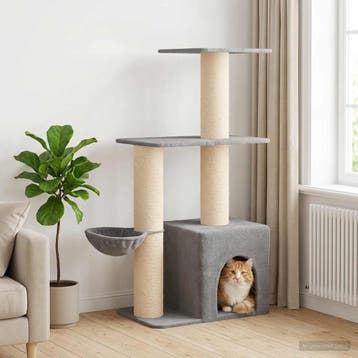 vidaXL Kattentoren met sisal krabpalen Lichtgrijs 133 cm, Verzenden, Nieuw