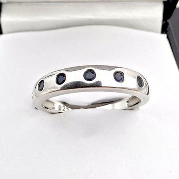 Zonder minimumprijs - Ring Zilver - Blauwe saffier, Nieuw