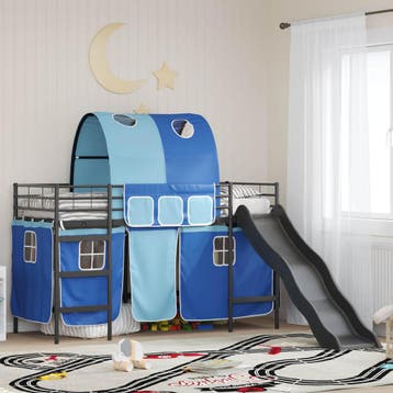 vidaXL Bunkbed voor kinderen met gordijnen Zwart en Blauw 75, Huis en Inrichting, Verzenden, Nieuw
