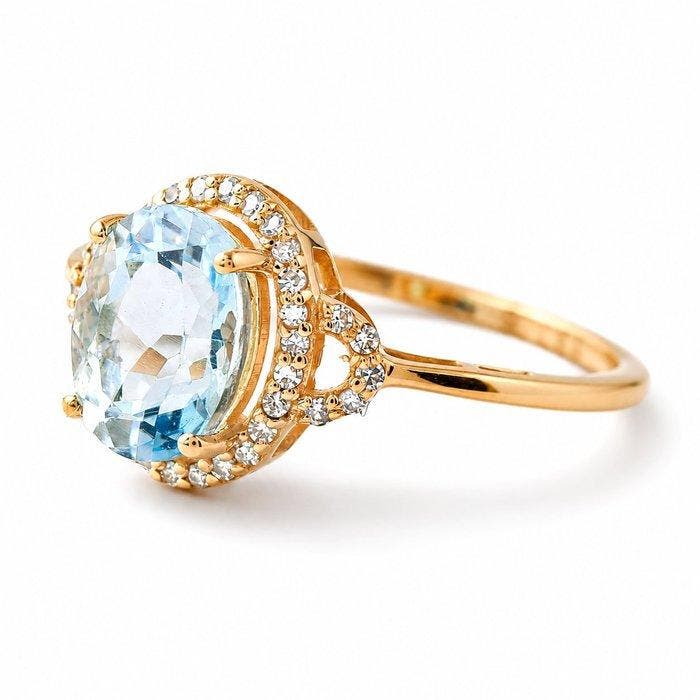 Zonder minimumprijs - Ring - 14 karaat Geel goud - 1.49ct., Handtassen en Accessoires, Ringen