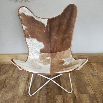Stoel - Butterfly stoel (3107) - IJzer, Leder