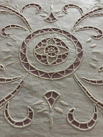Broderie - 93 cm - 40 cm - Broderie à la main, Antiquités & Art