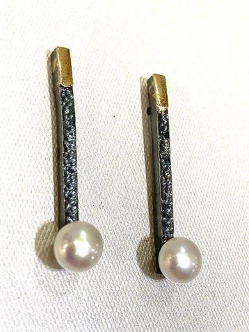 Zonder minimumprijs - Oorbellen - 18 karaat Zilver, Geel, Nieuw