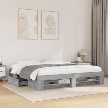 vidaXL Bedframe zonder matras 180x200 cm spaanplaat grijs, Verzenden