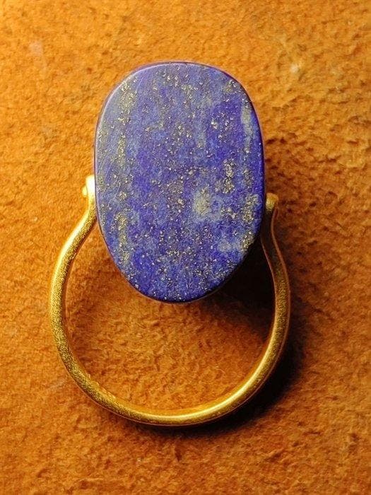 Zilver - Ring - Lapis Lazuli Keversring, Antiquités & Art, Art | Art non-occidental