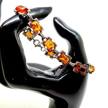Art-deco armband met natuurlijk Baltisch amber - Barnsteen -