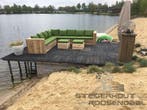 Steigerhouten Hoekbank tuinbank steigerhout gratis levering, Tuin en Terras, Stoel, Verzenden, Steigerhout, Nieuw
