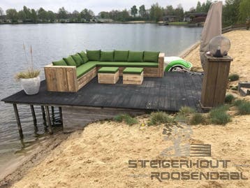 Steigerhouten Hoekbank tuinbank steigerhout gratis levering, Verzenden, Loungeset