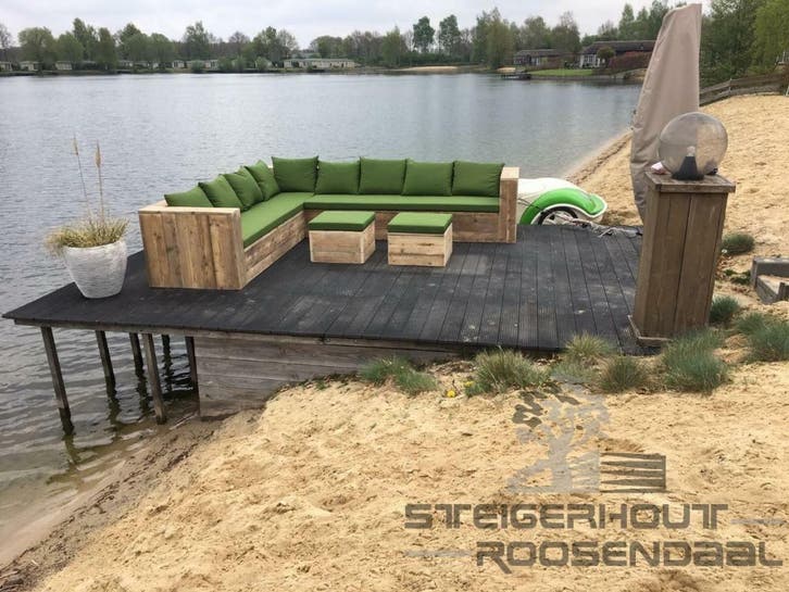 Steigerhouten Hoekbank tuinbank steigerhout gratis levering, Jardin & Terrasse, Ensembles de jardin, Envoi