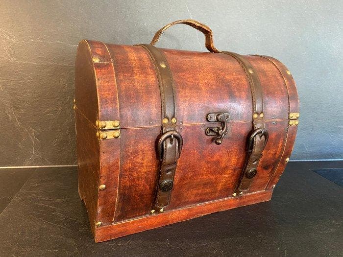 Klassieke houten decoratieve kist / wijnkist / wijnkoffer -, Antiek en Kunst, Curiosa en Brocante