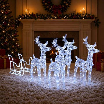 vidaXL Kerstdecoratie rendieren en slee 280x28x55 cm acryl, Verzenden, Nieuw