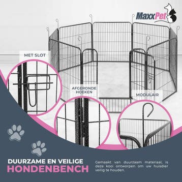 MaxxPet Hondenren - Puppyren met 16 Kennelpanelen - Staal..., Ophalen of Verzenden, Nieuw