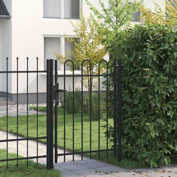vidaXL Poort met gebogen bovenkant enkel 1x1,2 m staal zwart, Verzenden