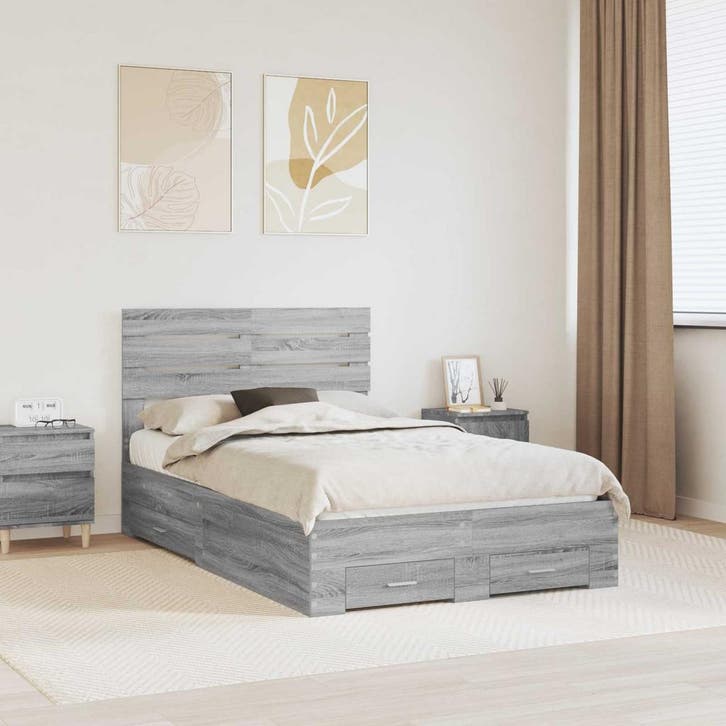 vidaXL Bedframe met lade met hoofdeinde met opslag Bewerkt, Huis en Inrichting, Slaapkamer | Bedden, Nieuw, Verzenden
