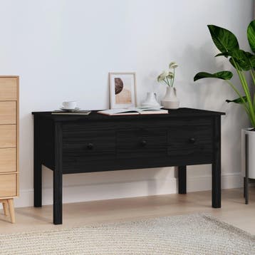 vidaXL Salontafel 102x49x55 cm massief grenenhout zwart, Verzenden, Nieuw