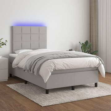 vidaXL Boxspring met matras en LED stof lichtgrijs 120x200, Verzenden, Nieuw